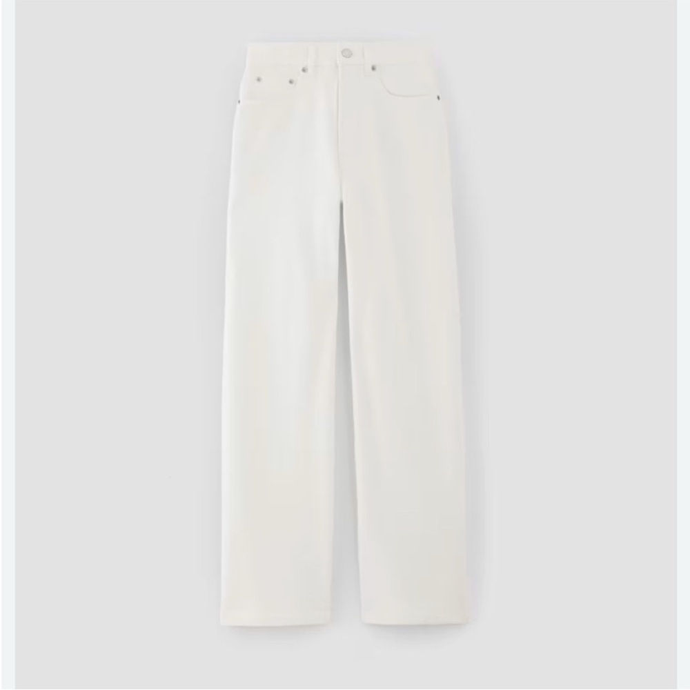 Everlane Way High Straight Leg Jeans, White, Size 25 Regular